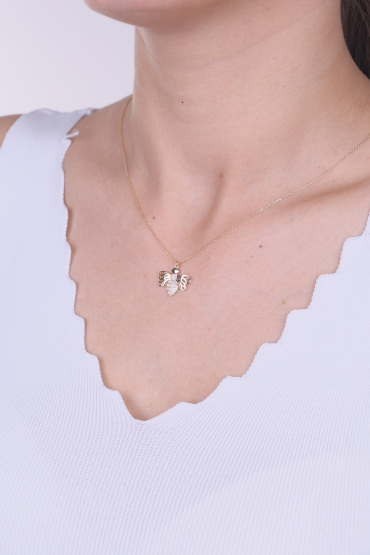 14 Ayar Altın Taşlı Arı Kolye - Naze Kuyumculuk