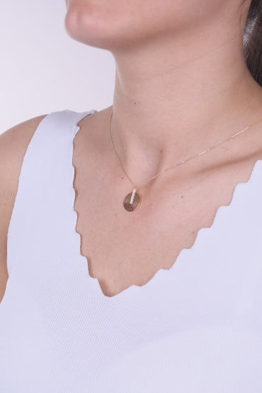 14 Ayar Altın Taşlı Bohem Kolye - Naze Kuyumculuk