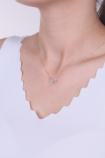 14 Ayar Altın Taşlı Çavuş Kolye - Naze Kuyumculuk