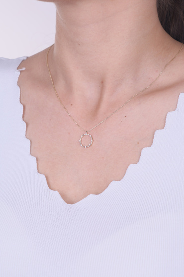 14 Ayar Altın Taşlı Çember Kolye - Naze Kuyumculuk