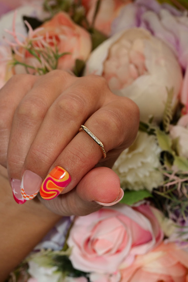 14 Ayar Altın Taşlı Çizgi Model Günlük Yüzük - Naze Kuyumculuk