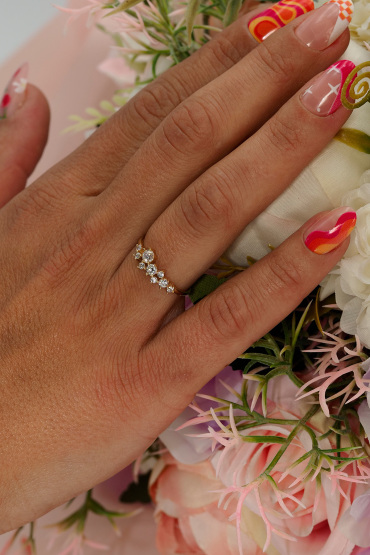 14 Ayar Altın Taşlı Günlük Yüzük - Naze Kuyumculuk