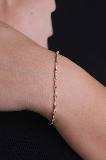 14 Ayar Altın Taşlı Kemik Model Bileklik - Naze Kuyumculuk