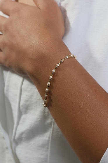 14 Ayar Altın Taşlı Kemik Model Bileklik - Naze Kuyumculuk