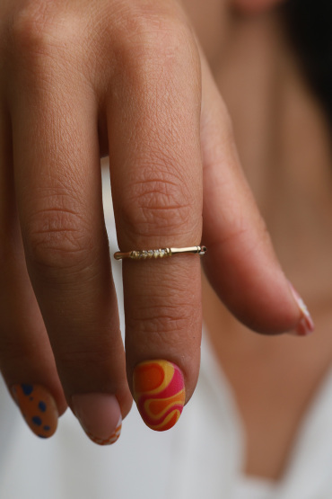 14 Ayar Altın Taşlı Kemik Model Yüzük - Naze Kuyumculuk