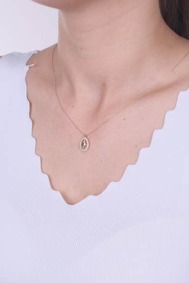 14 Ayar Altın Taşlı Kuzey Yıldızı Kolye - Naze Kuyumculuk