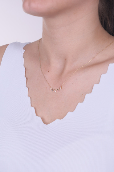 14 Ayar Altın Taşlı Modern Kolye - Naze Kuyumculuk