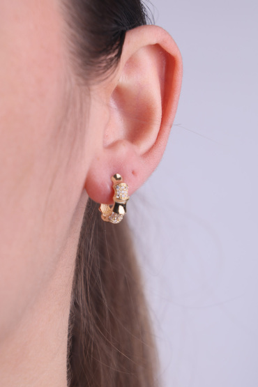 14 Ayar Altın Taşlı Modern Küpe - Naze Kuyumculuk