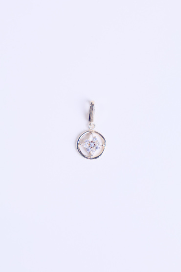 14 Ayar Altın Taşlı Yuvarlak Kolye Ucu Charm - Naze Kuyumculuk