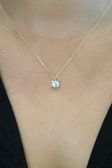 14 Ayar Altın Tektaş Kolye - Naze Kuyumculuk