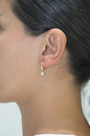 14 Ayar Altın Tektaş Küpe - Naze Kuyumculuk