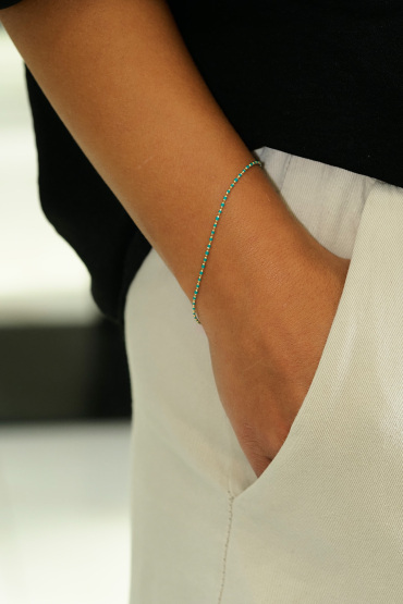 14 Ayar Altın Turkuaz Mineli Bileklik - Naze Kuyumculuk