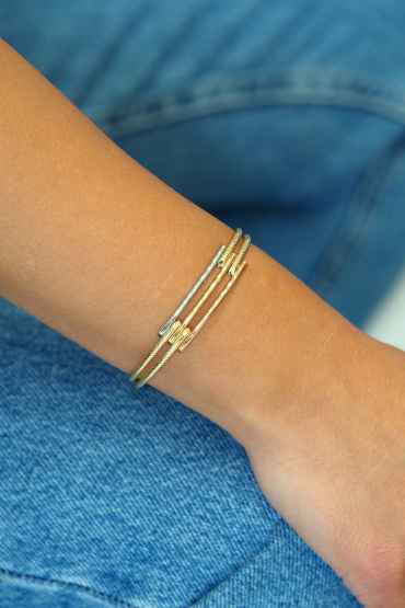 14 Ayar Altın Üç Renk Kaburga Kelepçe - Naze Kuyumculuk