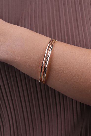 14 Ayar Altın Üçlü Işıltılı Ajda Bilezik - Naze Kuyumculuk