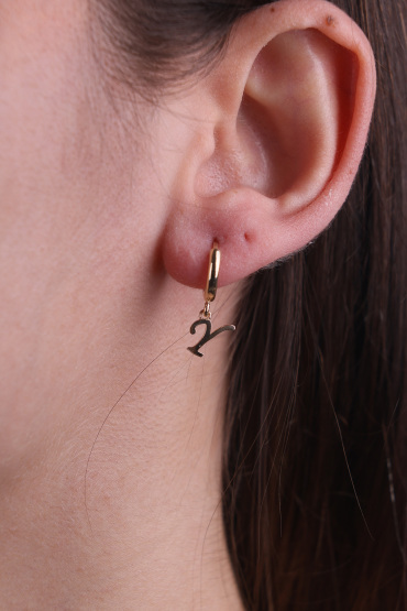 14 Ayar Altın Y Harfi Halka Tekli Küpe - Naze Kuyumculuk