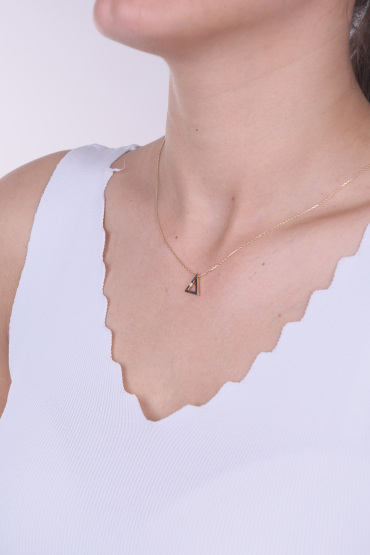 14 Ayar Altın Yaşlı Üçgen Kolye - Naze Kuyumculuk