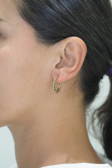 14 Ayar Altın Yassı Işıltılı Halka Küpe - Naze Kuyumculuk