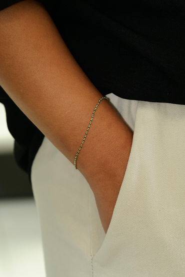 14 Ayar Altın Yeşil Mineli Bileklik - Naze Kuyumculuk