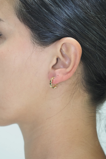 14 Ayar Altın Yıldızlı Halka Küpe - Naze Kuyumculuk