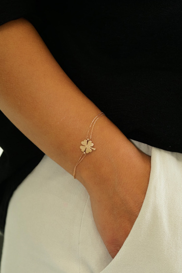 14 Ayar Altın Yonca Bileklik - Naze Kuyumculuk