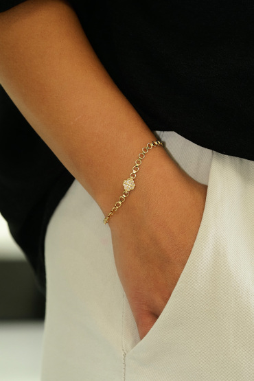 14 Ayar Altın Yonca İtalyan Bileklik - Naze Kuyumculuk