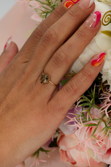 14 Ayar Altın Yonca Model Günlük Yüzük - Naze Kuyumculuk