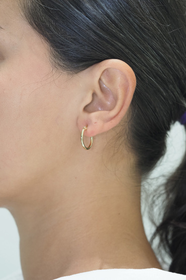 14 Ayar Altın Yuvarlak Klasik Halka Küpe - Naze Kuyumculuk