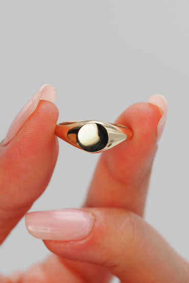 14 Ayar Altın Yuvarlak Parlak Yüzey Yüzük - Naze Kuyumculuk