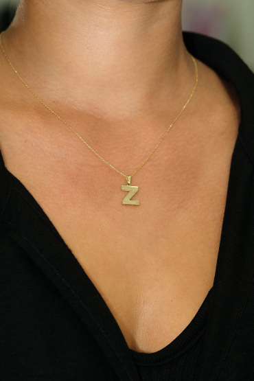 14 Ayar Altın Z Harfi Aynalı Kolye Ucu - Naze Kuyumculuk
