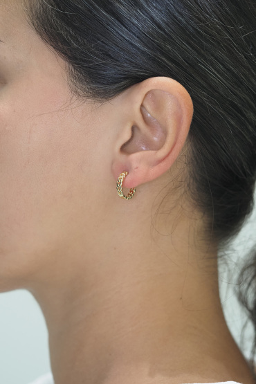 14 Ayar Altın Zincir Model Halka Küpe - Naze Kuyumculuk