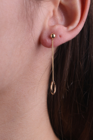 14 Ayar Altın Zincir Model Halkalı Tekli Küpe - Naze Kuyumculuk