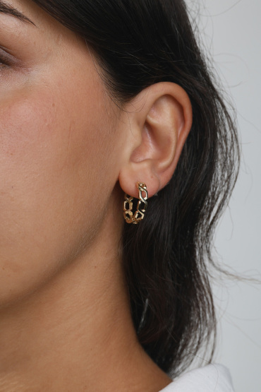 14 Ayar Altın Zincir Model Küpe - Naze Kuyumculuk