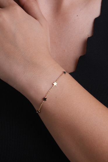 14 Ayar Altın Zincir Model Sıra Yıldız Bileklik - Naze Kuyumculuk