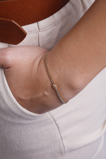 14 Ayar Altın Zincir Model Taşlı Yıldız Bileklik - Naze Kuyumculuk