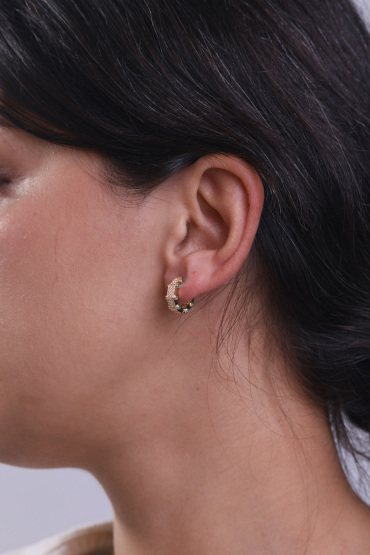 14 Ayar Atın Yeşil Taşlı Vintage Küpe - Naze Kuyumculuk